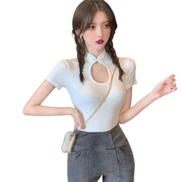 Chinese Cheongsam Collar Asia Style Top with Cutout Kawaii Harajuku Streetwear Summer Sexy Clubbing Casual Semi Formal Qipao from NSE Imports #2.